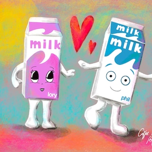 Customised Coffee & Tv cartoon milk print, blur music band art prints- wall decor- 1999 blur 13, video clip print, st Valentin love