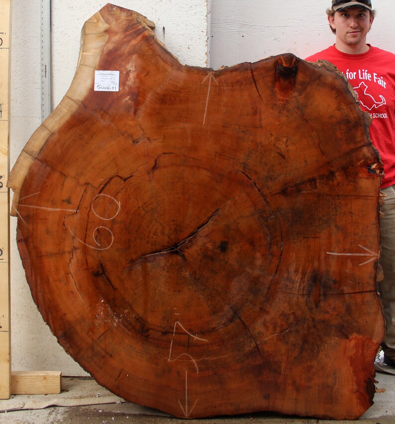 Live Edge Redwood Cookie Cut Wood Slab Table Custom Rustic DIY Tabletop
