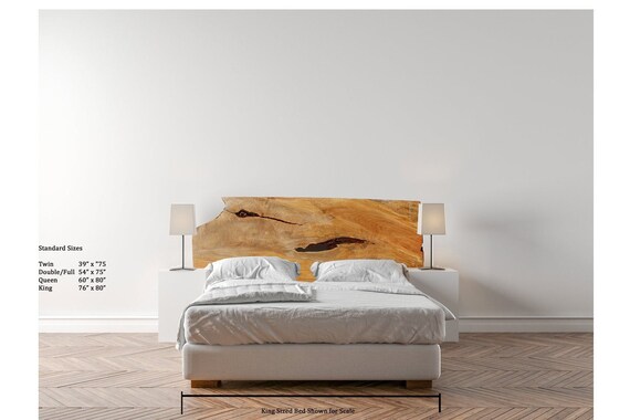 Chic Rustic Wooden Headboard Custom Natural Maple Wood Slab Etsy