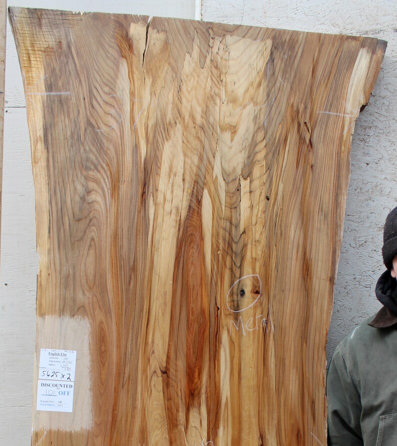 DIY Live Edge Kitchen Island Dine Tabletop Natural Elm Raw Wood Slab Wooden Custom Furniture