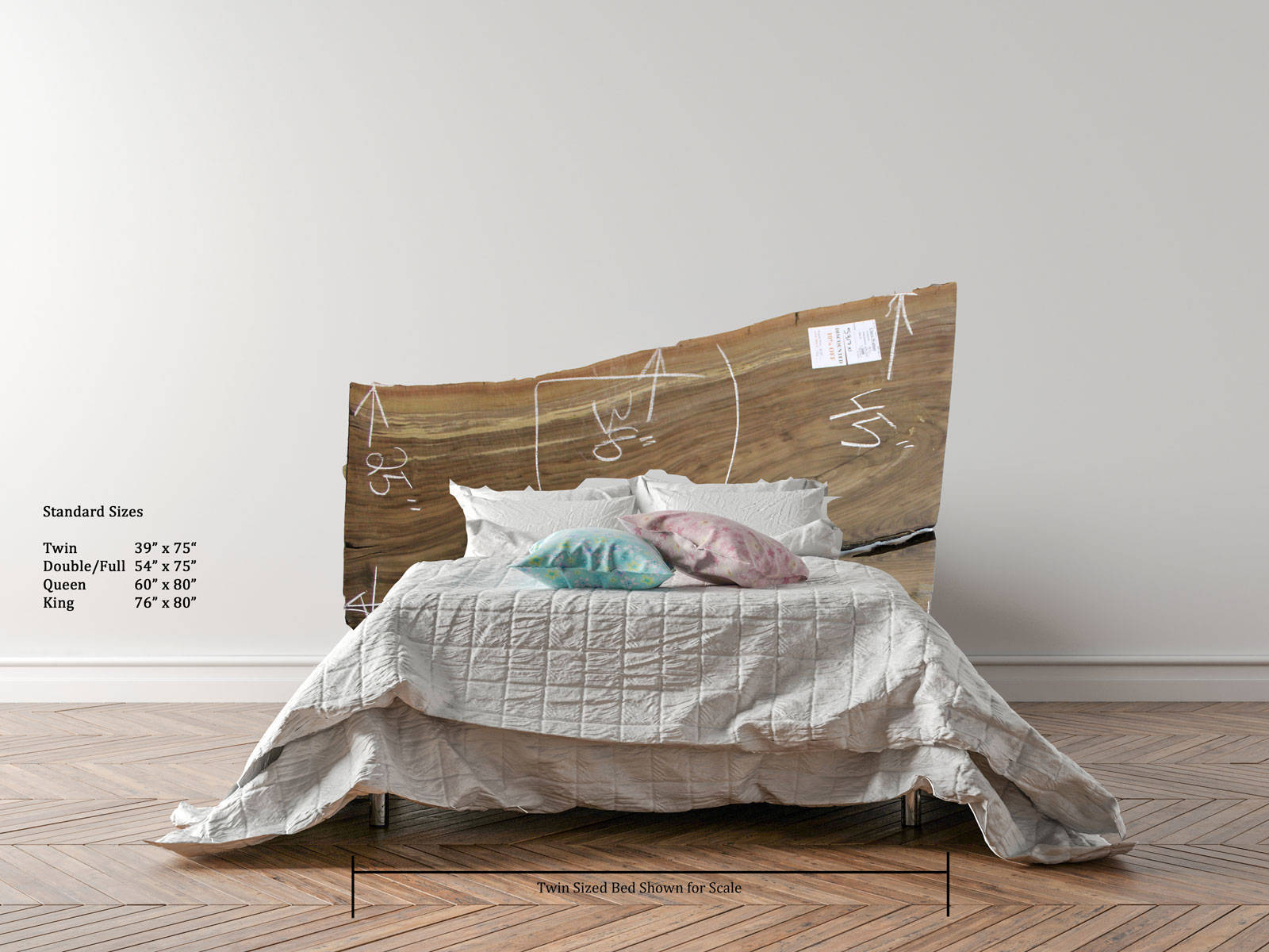 Walnut Wood Slab Headboard Natural Live Edge Raw Wooden Rustic