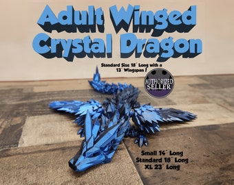3D Printed Crystal Dragon with Wings- Articulated Fidget Desk Toy Gift - 3D Printed Articulating Toy
