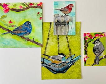 Bird Series Watercolor Birds In Nature Painting, Birds, Birds in art, watercolored bird, birds in nature, bird paintings, bird lover gifts,