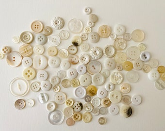 Ivory Black White Buttons Mixed Lot Wedding Bouquet Craft Vintage White Black Kids Craft Buttons