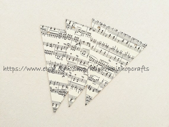 Music Sheets Diy 10 Paper Flagsmusic Paper Flagsmusic Paper Etsy