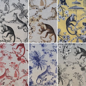 Orientalische Chinoiserie Whimsy Print Premium Baumwolle Leinen Stoff Taschen Handwerk Jalousie Vorhang Quilten Patchwork Polster | 55 "-140cm Breit