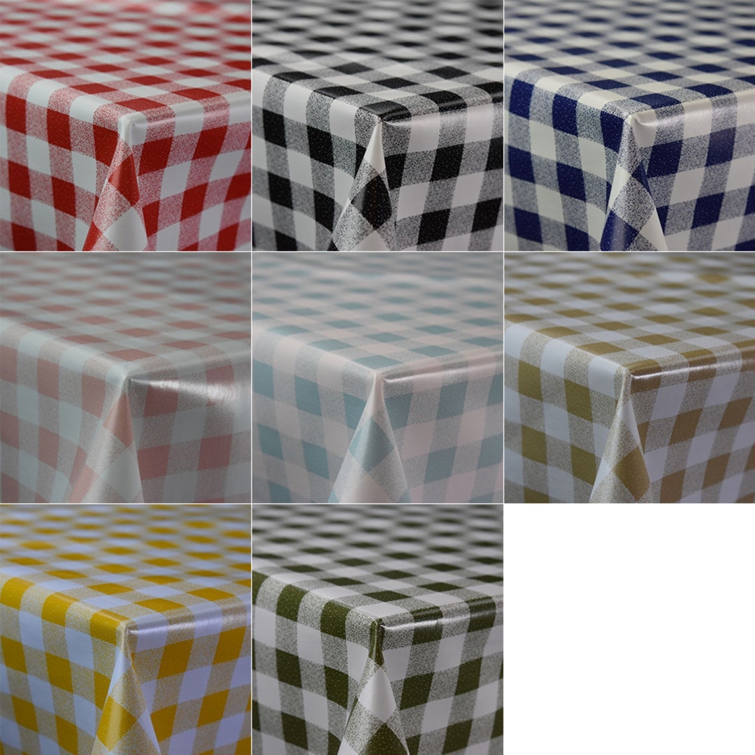 Gingham Designer Premium Table Cloth Wipe Clean Vinyl Table Cover
