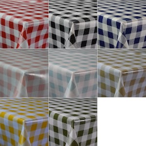 Gingham Designer Premium Table Cloth Wipe Clean Vinyl Table Cover Protector | 55" - 140cm Wide
