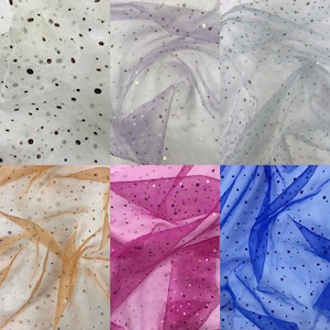 Organza Spot Voile Crystal Dots Fabric Material for Curtain Costume Craft Draping Dress Dance Decoration | 59" - 150cm Wide | Sold Per Metre