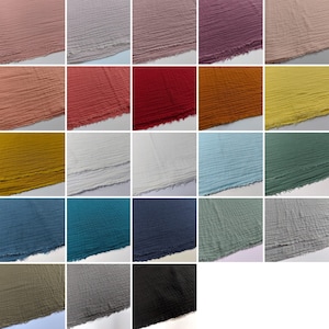 Double Gauze 100% Cotton Plain Fabric Dressmaking Scarf Swaddle Blanket Baby Nursery Products Lightweight Muslin Material | 53&quot; - 135cm Wide