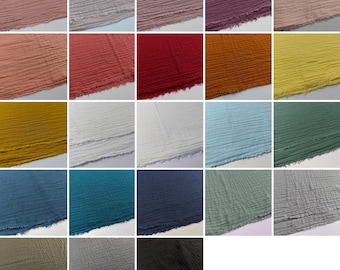 Double Gauze 100% Cotton Plain Fabric Dressmaking Scarf Swaddle Blanket Baby Nursery Products Lightweight Muslin Material | 53&quot; - 135cm Wide