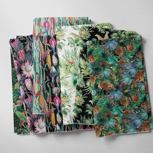 100% Cotton Exotic Jungle Forest Novelty Printed Design Quilting Kids Craft Dress Quality Sewing Premium Fabric Material | 55&quot; - 140cm Wide