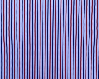 Patriotic Stripes White Printed Polycotton Novelty Children's Kids Dress Craft Bunting Fancy Dress Decor Sewing Fabric | 45" - 112cm Wide