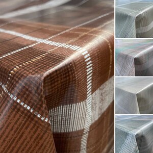 Tartan Check Pattern Design Designer Table Cloth Wipe Clean Wipeable Rectangle Vinyl Table PVC Cover Protector | Range of Sizes
