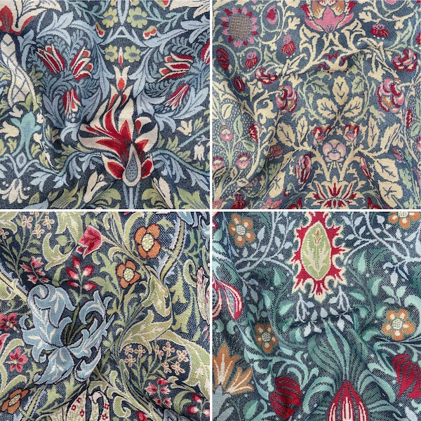Tapestry Designer William Morris Fabric Ideal for Upholstery Curtain Throw Cushion Covers Bag Home Décor | 54" - 137cm Wide