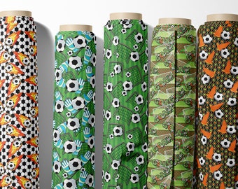 100% Cotton Football Soccer Sports Ball Print Arts Crafts Dress Making Children Kids Home Décor Sewing Projects Fabric | 55" - 140cm Wide
