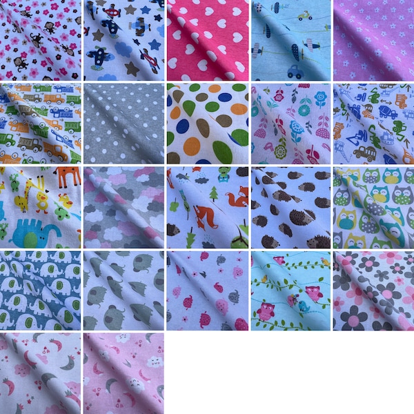 Extra Wide Brushed Winceyette Printed Novelty 100% Cotton Woven Soft Fleece Flannelette Blanket Fabric | Various Designs | 60” - 150cm Wide