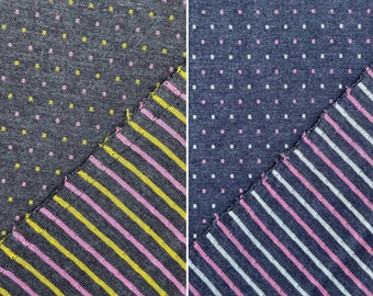 Polka / Stripe Reversible Print Cotton Elastane Spandex Stretch Jersey Dress Craft Fabric Dresses Tops Skirts Leggings Crafts | 55" Wide