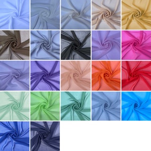 Plain Chiffon Sheer Soft Polyester Lightweight Summer Woven Dressmaking Draping Fabric Material | 60" - 150cm Wide | Sold per Metre