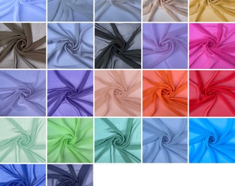Plain Chiffon Sheer Soft Polyester Lightweight Summer Woven Dressmaking Draping Fabric Material | 60" - 150cm Wide | Sold per Metre