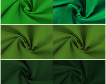 Nuances de vert Tissu polycoton teint uni Poly coton Oeko Tex pour doublures de créations vestimentaires | 45" - 112 cm de large
