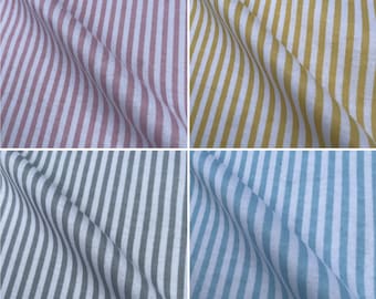 Stripes Lines Design Printed Brushed Winceyette 100% Cotton Woven Soft Fabric for Blanket Fleece Baby Wear Warm Clothing | 45" - 112 cm Wide