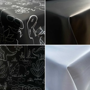 Chalk Board Abstract Design Designer Table Cloth Wipe Clean Wipeable Rectangle Vinyl Table PVC Cover Protector | Range of Sizes