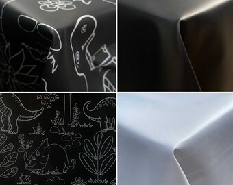 Chalk Board Abstract Design Designer Table Cloth Wipe Clean Wipeable Rectangle Vinyl Table PVC Cover Protector | Range of Sizes