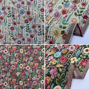 Kew Gardens Tapestry Floral Vintage Look Upholstery Furnishing Cushion Craft Project Curtaining Home Fabric Material | 55&quot; - 140cm Wide