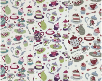 Afternoon Tea Collection 100% Lifestyle Cotton Fabric for Bedding Curtains Cushions Upholstery | 54" - 137cm Wide | Sold Per Half Metre