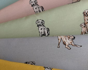 Shabby Hunde Digitaldruck Design Premium Baumwolle Reich Leinen Stoff Handwerk Vorhänge Patchwork Polsterung | 55" - 140cm | Pro halben Meter verkauft