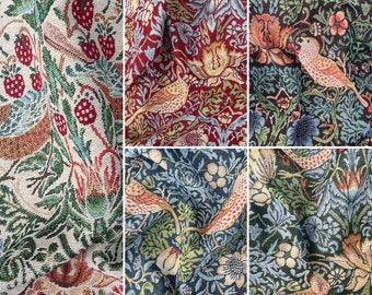 Tapestry Designer William Morris Strawberry Thief Fabric Ideal for Upholstery Curtain Throw Cushion Covers Bag Home Décor | 54" - 137cm Wide