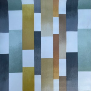 Imola Ochre Abstrakt Tryckt Premium Designer Duk med Bomullsbaksida Avtorkningsbart Vinylöverdrag Bordskydd | 52" - 132 cm Bredd