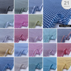 100% Yarn Dyed Cotton John Louden 3mm Gingham Check Squares Home Textiles Upholstery Dress Table Covering Fabric Material | 56&quot; - 144cm Wide