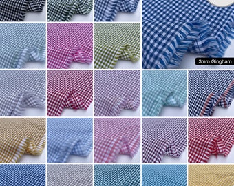100% Yarn Dyed Cotton John Louden 3mm Gingham Check Squares Home Textiles Upholstery Dress Table Covering Fabric Material | 56" - 144cm Wide