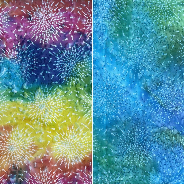 100% Cotton Hand Dyed Indian Bali Batik Printed Fireworks Design Quilting Craft Dress Quality Sewing Fabric Material | 44" - 112cm Wide