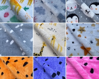 Soft Plush Printed Cuddle Fleece Snuggly Warm Blanket Bedding Craft Upholstery Clothing Fabric Material | 57" - 147cm Wide