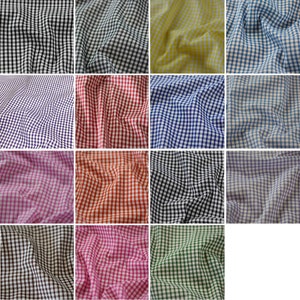 May include: A collection of 12 fabric swatches in various colors, each featuring a gingham pattern. The swatches are arranged in a grid, showcasing the different color combinations.