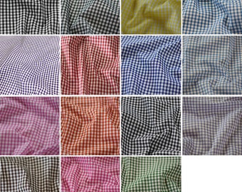 1/8" Checked Polycotton Soft Gingham Fabric Check Material for Dress Crafts Cushion Uniform Bunting | 44" - 112cm Wide