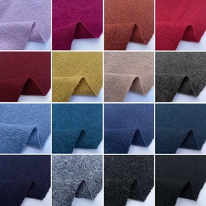 100% Boiled Wool Plain Coloured Fabric Material for Berets Scarfs Cardigans Capes Coats Jackets Vests Winter Wear | 380 GSM | 55&quot; - 140cm