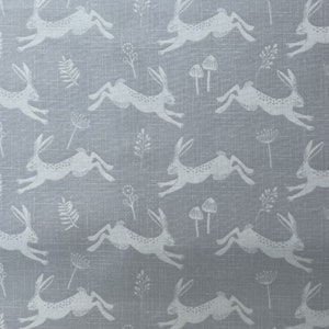 Jump Silver Hares Print Premium Designer Table Cloth Wipe Clean Vinyl Table Cover Protector | 52&quot; - 132cm Wide