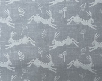 Jump Silver Hares Print Premium Designer Table Cloth Wipe Clean Vinyl Table Cover Protector | 52" - 132cm Wide