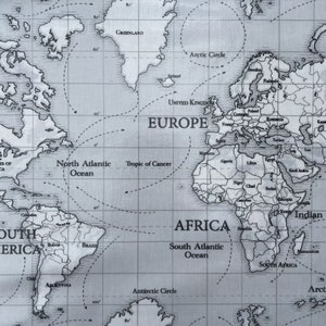 Maps Grau Premium Designer Tischdecke Abwischbare Vinyl Tischdecke Schutz | 52 "- 132 cm Breit