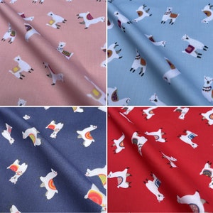 Llamas Design Poly Cotton Printed Oeko Tex Standard Soft Fabric Bags Crafts Children's Kids Fancy Dress Home Decorations | 45" - 114cm