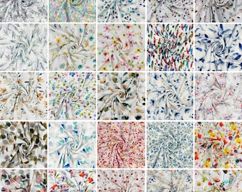 Printed Double Gauze 100% Cotton Designer Boho Fabric Dressmaking Lightweight Muslin Nursery Baby Swaddle Blankets Craft | 53" - 132 cm Wide