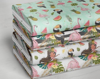 100% Cotton Tropical Summer Exotic Design Print Fabric Premium Quality for Arts Crafts Children Kids Sewing Projects | 55" - 140cm Wide