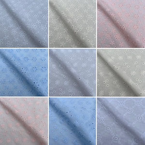 Embroidered Cotton Voile Fabric Curtains Tops Blouses Children Kids Clothes Dress Making Décor Craft Sewing Projects | 52&quot; - 132cm Wide