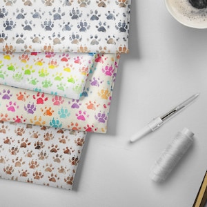 100% Cotton Doggy Paws Dogs Novelty Printed Design Quilting Kids Craft Dress Sewing Premium Fabric Material | 55&quot; - 140cm Wide