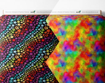 100% katoen regenboogkleuren bedrukt ontwerp kunstnijverheid jurken maken kinderen kinderen huisdecoratie naaiprojecten stof | 55" - 140 cm breed