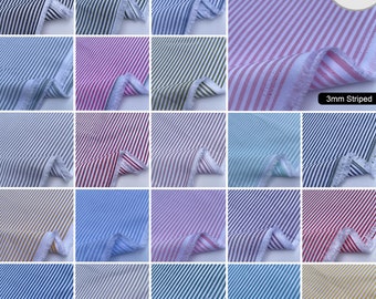 100% Yarn Dyed Cotton John Louden 3mm Stripe Striped Lines Home Textiles Upholstery Dress Table Cover Fabric Material | 56" - 144cm Wide